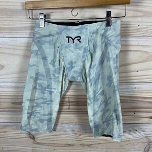 TYR Venzo Swim Jammer Mens 24 Cream Camo Technical Racing Trunks FINA Approved